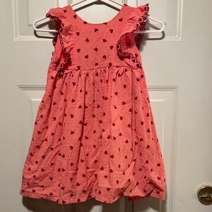 Pink Heart Patterned Kids Dress
